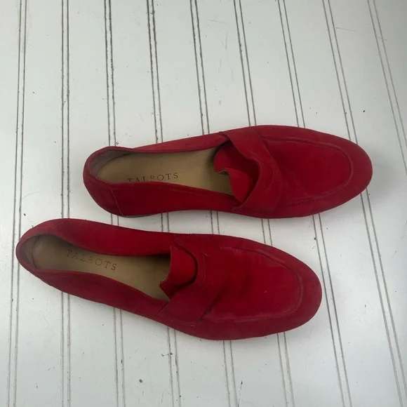 Talbots Red Suede Loafer Flats Womenโs Size 9.5 - Picture 7 of 11